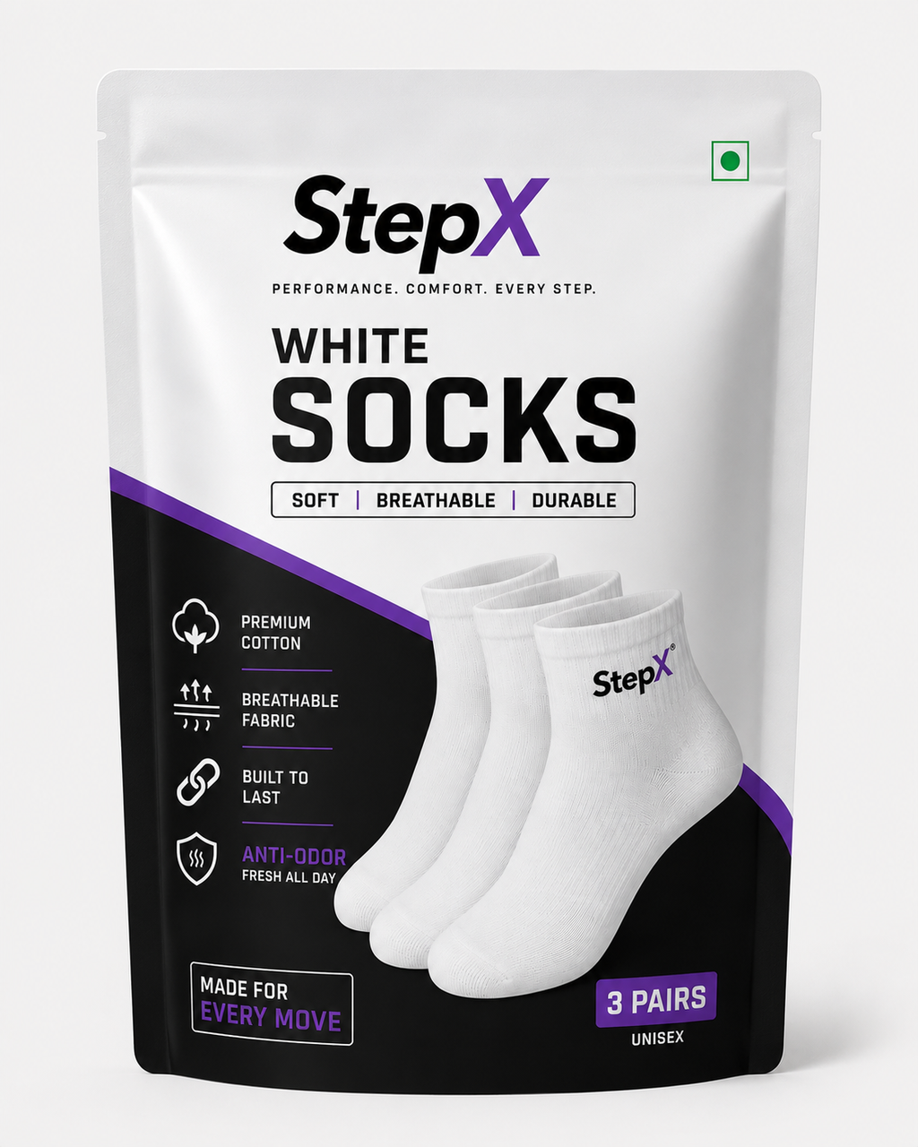 StepX Everyday Premium Anti-Odor Socks