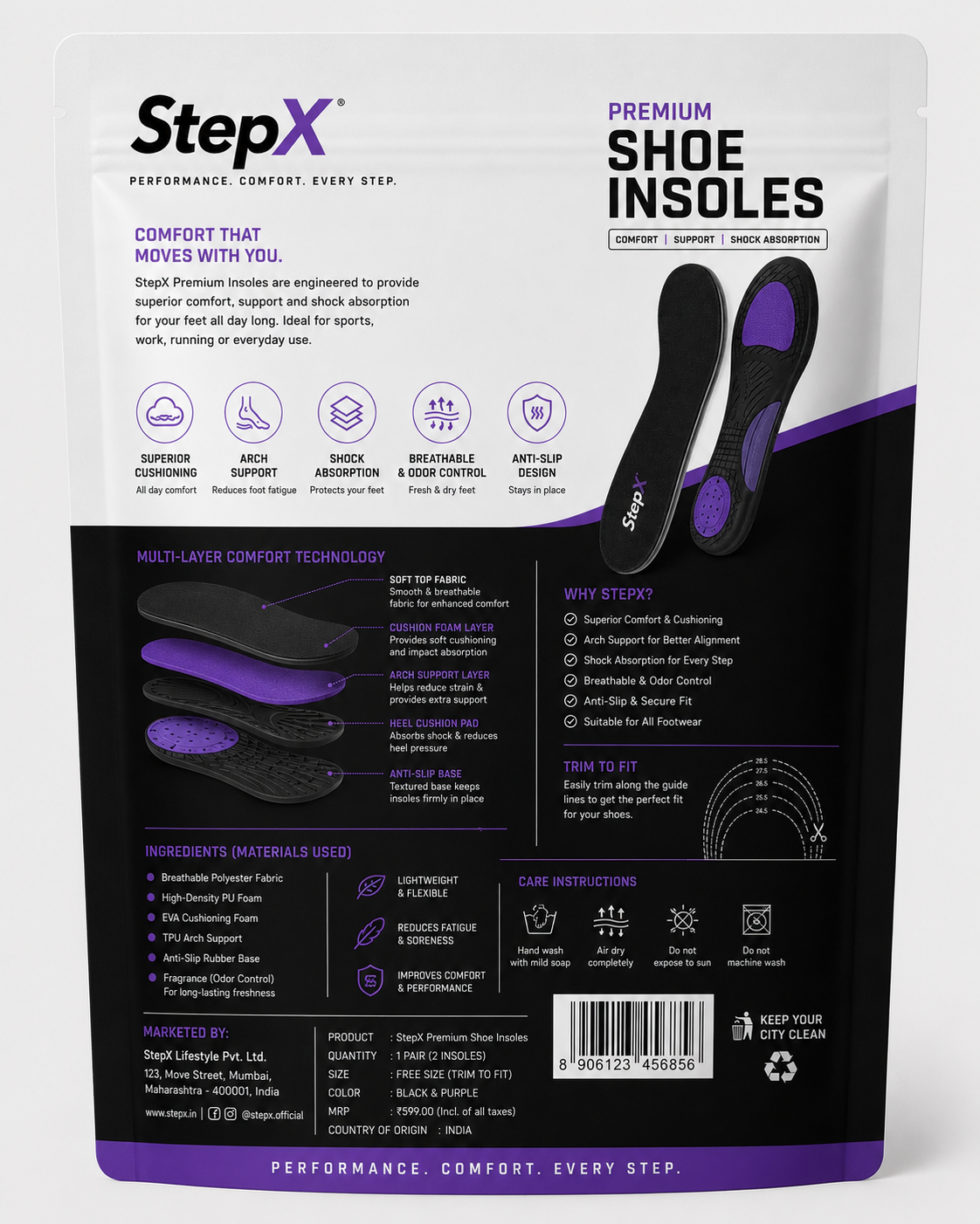 StepX Premium Super Soft Shoe Insoles