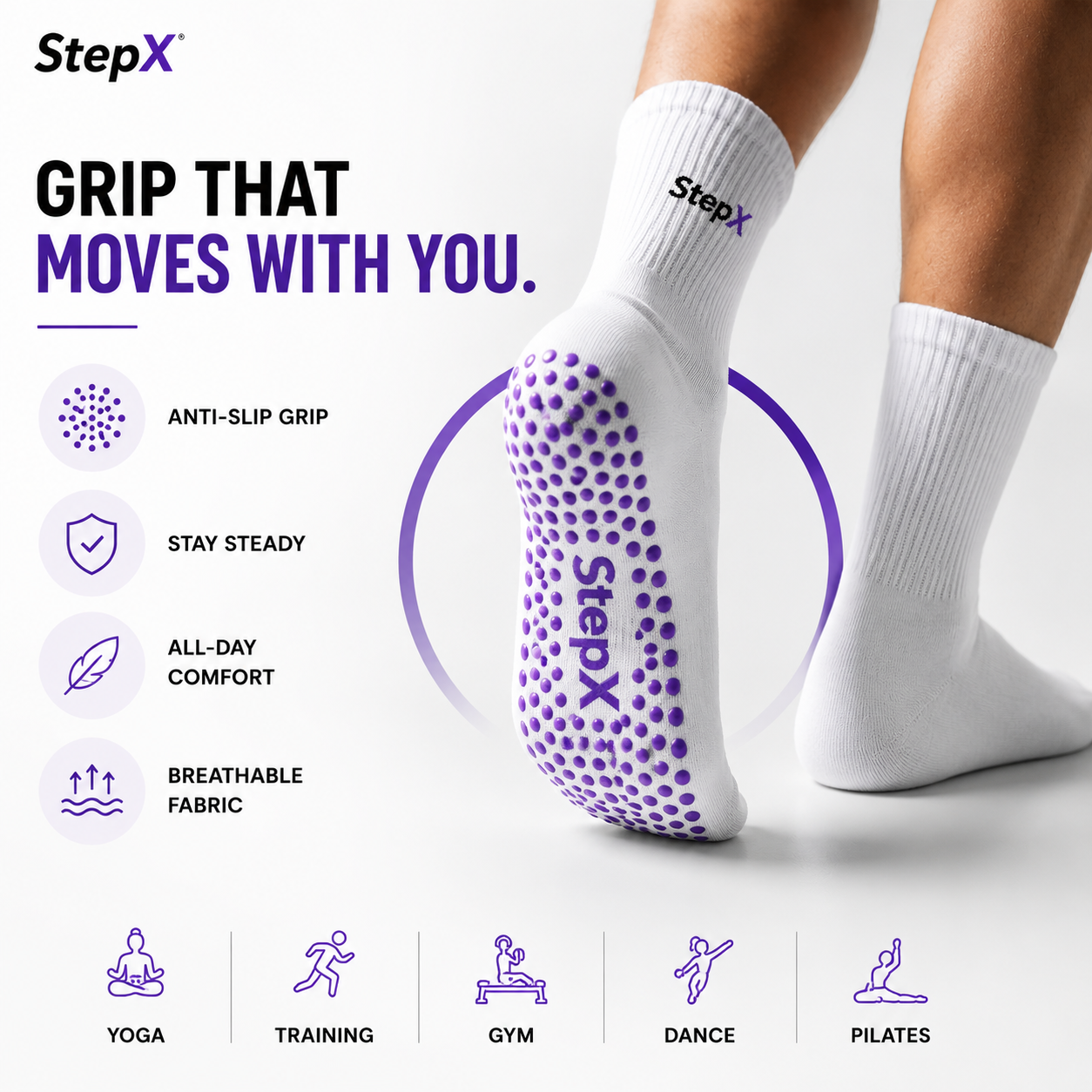 StepX Cloud Anti-Odor Grip Socks