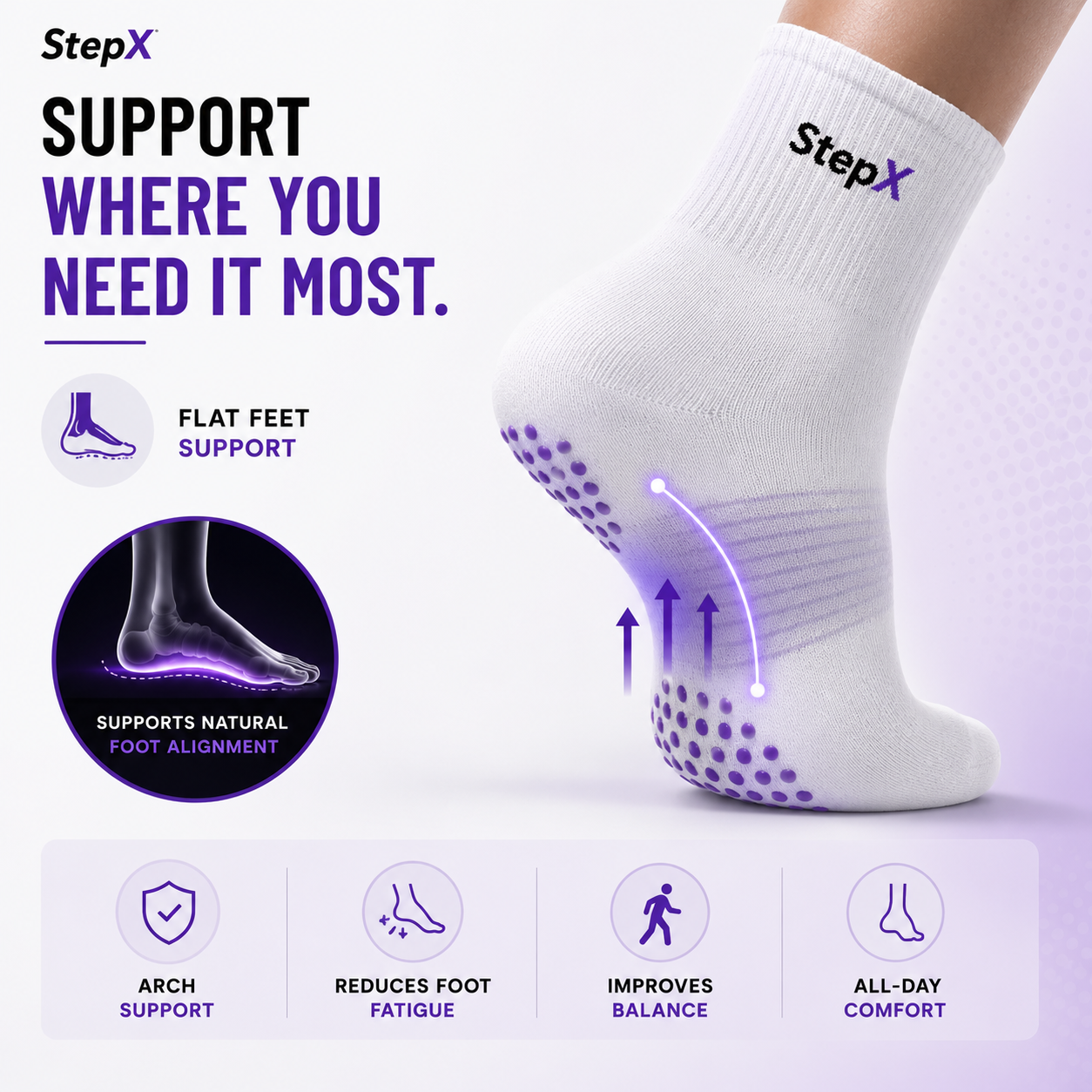 StepX Cloud Anti-Odor Grip Socks